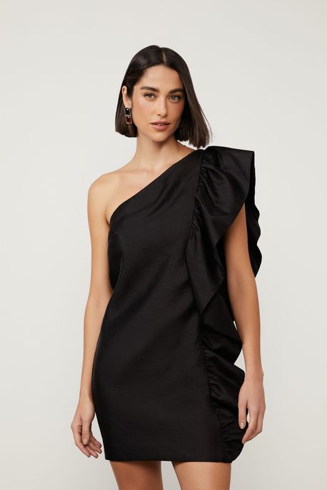 Vestido Um Ombro Sofia Preto - 36