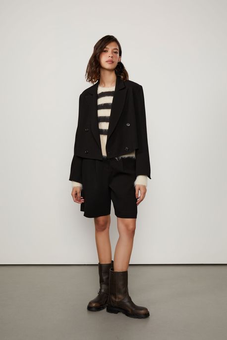 Blazer De Alfaiataria Curto Preto - M