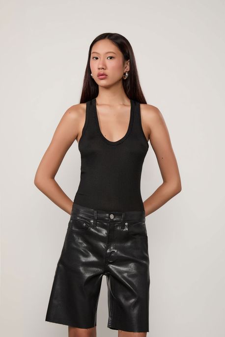 Bermuda De Sarja Flashback Like Leather Preto - 38