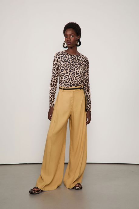 Calça De Linho Com Prega Amarelo Narciso - P