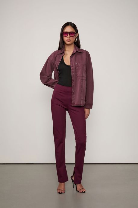 Calça De Malha Boot Com Fenda Marrom Grape - GG