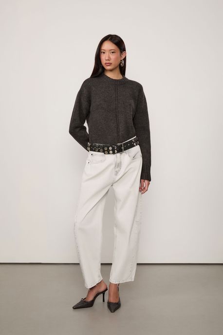Calça De Jeans Barrel Light Gray Jeans Black Claro - 38