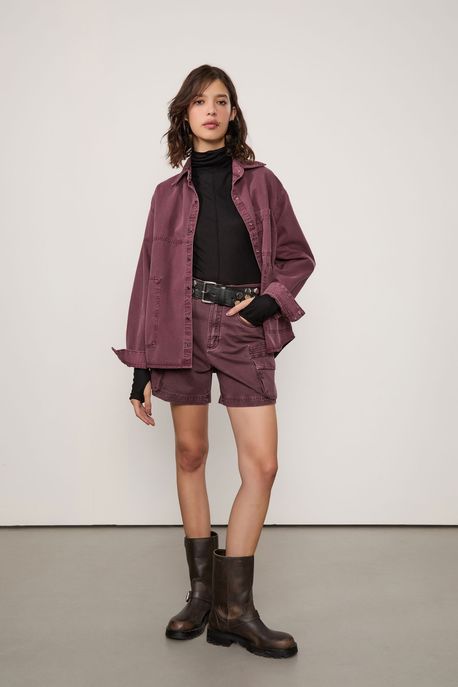 Blusa De Malha Manga Longa Com Gola Alta e Recorte Central Preto - P