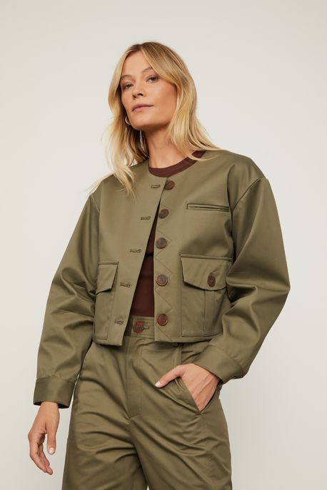 Casaco Bolsos Petra Verde Liquen - G