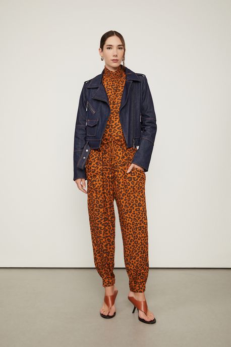 Calça Bomber Cós De Elástico De Viscose Estampada Est Onca Urbe Color - 42