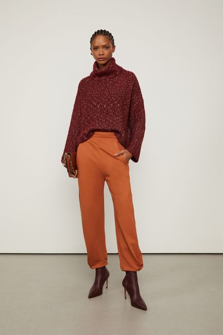 Calça De Moletom Cenoura Marrom Marrom Biscoito - G