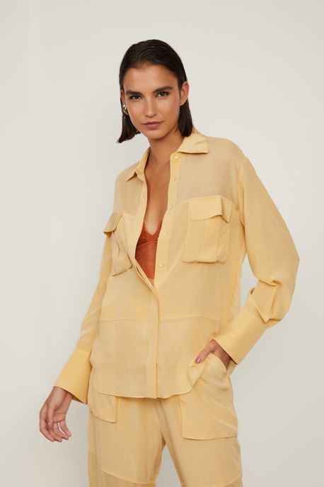 Camisa Recortes Mix Pure Bege Dunas Bege Dunas - 42