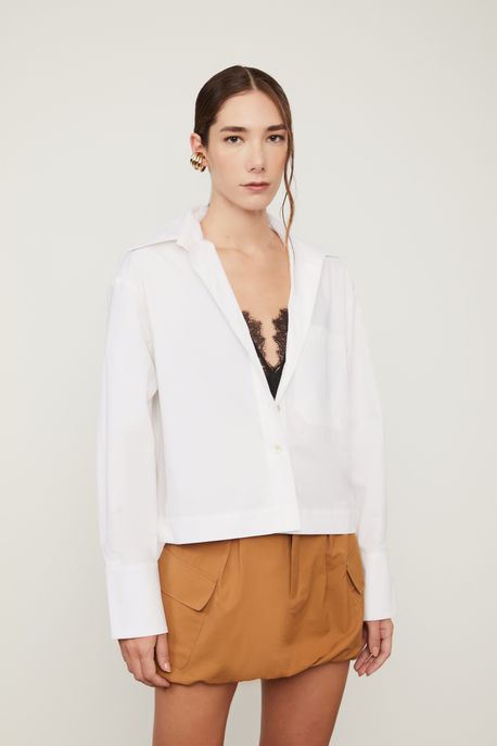 Camisa De Tricoline Square Branco - 40