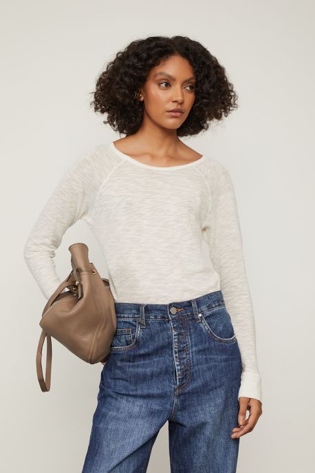 Blusa Manga Raglan Off White - G