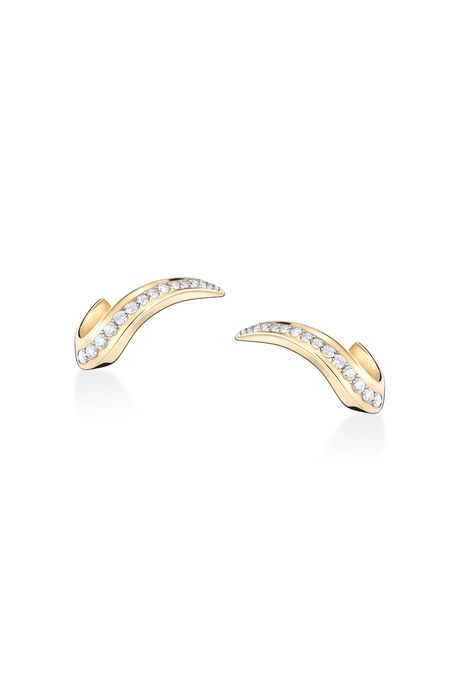 Brinco Fine Line Ouro Amarelo Com Diamante - U