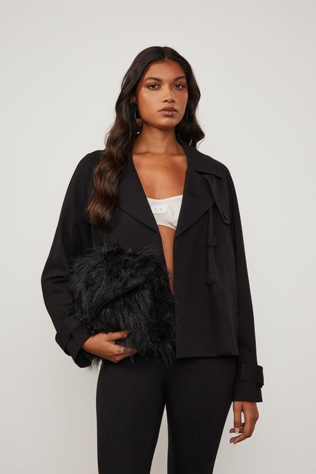 Jaqueta Parka De Malha Preto - M