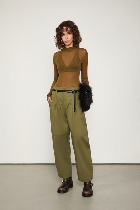 Calça Balloon De Alfaiataria Verde Figo - G