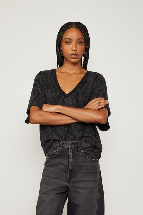 Camiseta De Malha Devorê Bright Preto - P