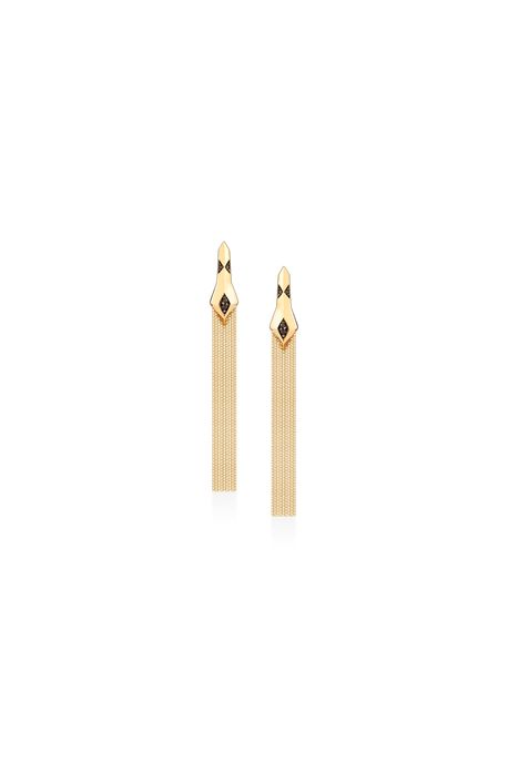 Brinco Gift Franjas Ouro Amarelo Com Diamante Black - U