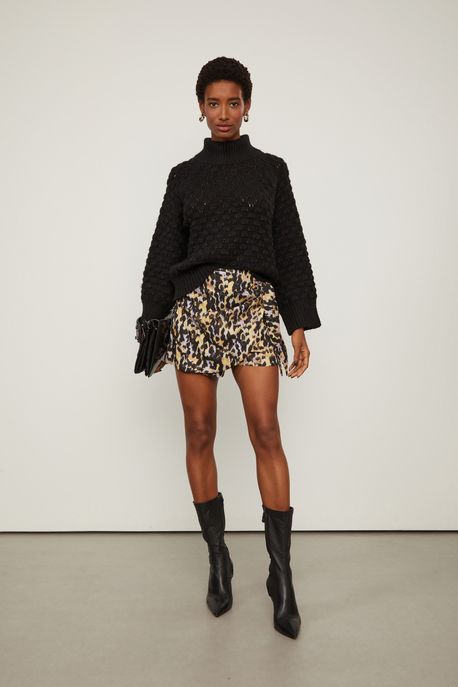 Short Saia Pareô De Viscose Estampado Est Textura Fingers Color - 34