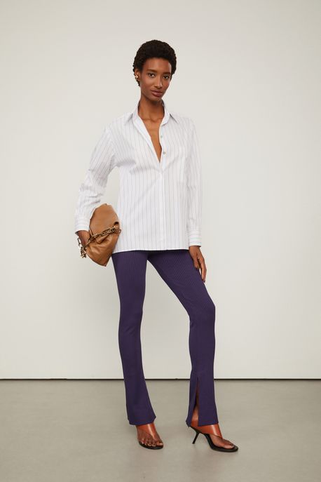 Calça Mini Flare Canelada Azul Ecplise - PP