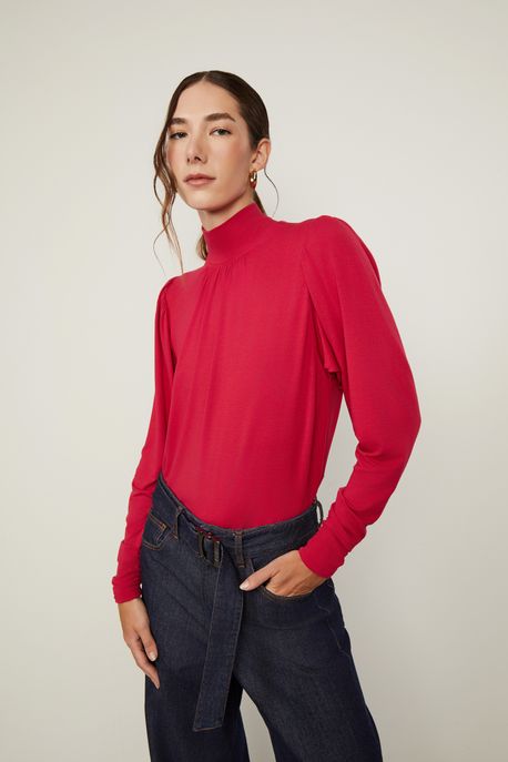 Blusa De Malha Gola Alta Vermelho Cereja Vermelho Cereja - PP