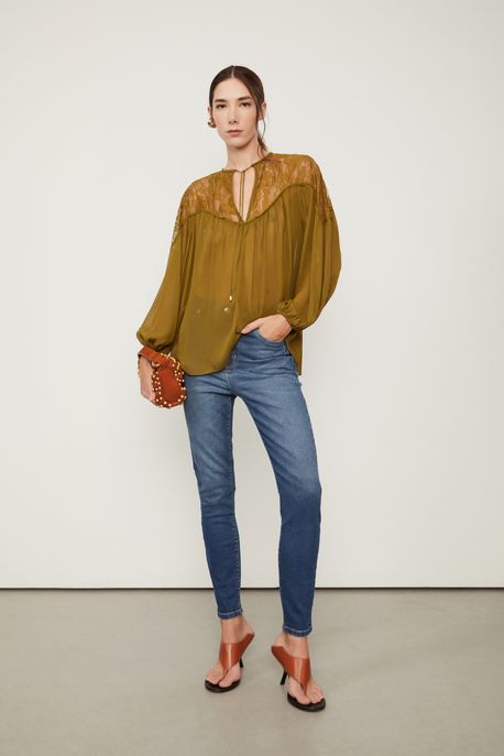 Calca Jeans Skinny Basic High Puidos Jeans Escuro - 36