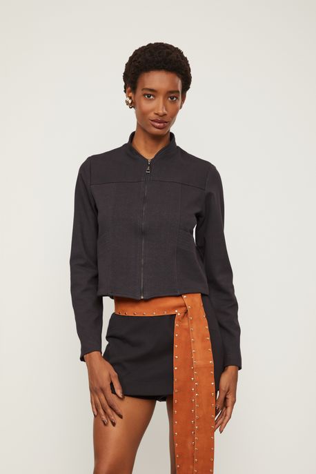 Jaqueta Recortes Preta Preto - GG