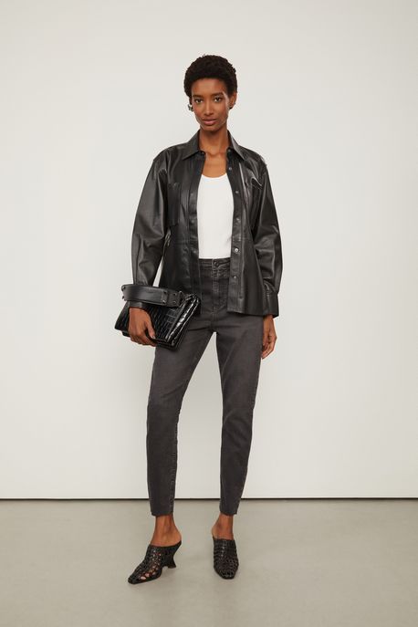 Calca Jeans Skinny Basic High Black Jeans Black Escuro - 34
