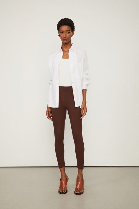 Calca Legging Ziper Lateral Marrom Marrom Cafe - GG
