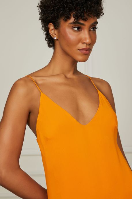 Vestido Longo Laranja Sun Com Metal Na Alça Laranja Sun - 38