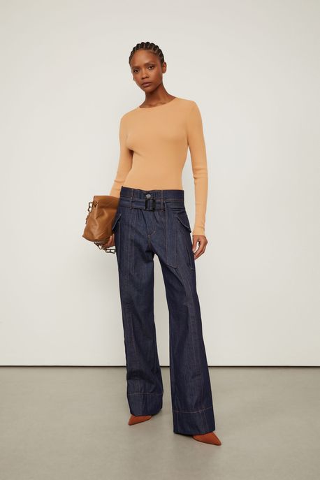 Calça Jeans Com Cós Duplo Jeans Escuro - 44