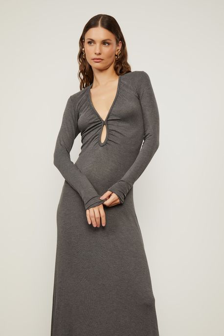 Vestido Midi Decote Franzido Mescla Mescla - PP