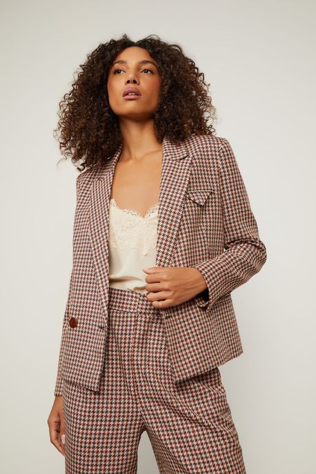 Blazer Tweed Preto / Vermelho - 42