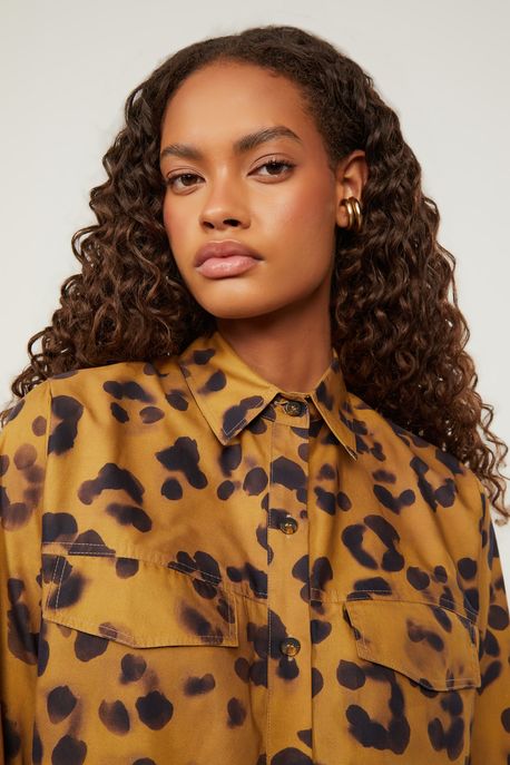 Camisa Manga Longa Cropped De Algodão Estampada Est Onca Sombra Superlemon - 42