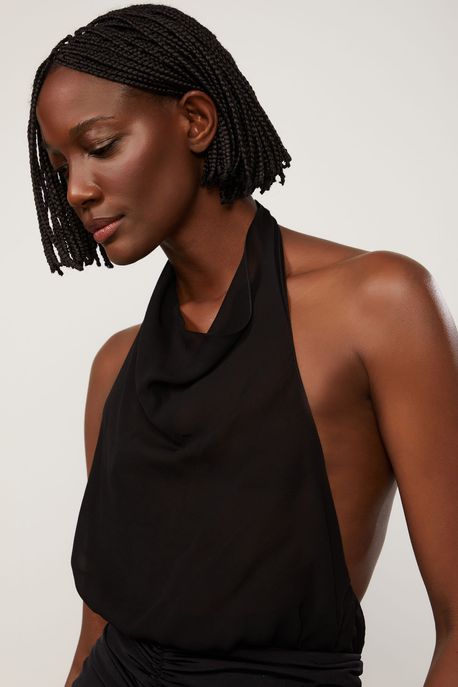 Body De Tule e Georgette Preto Preto - 38