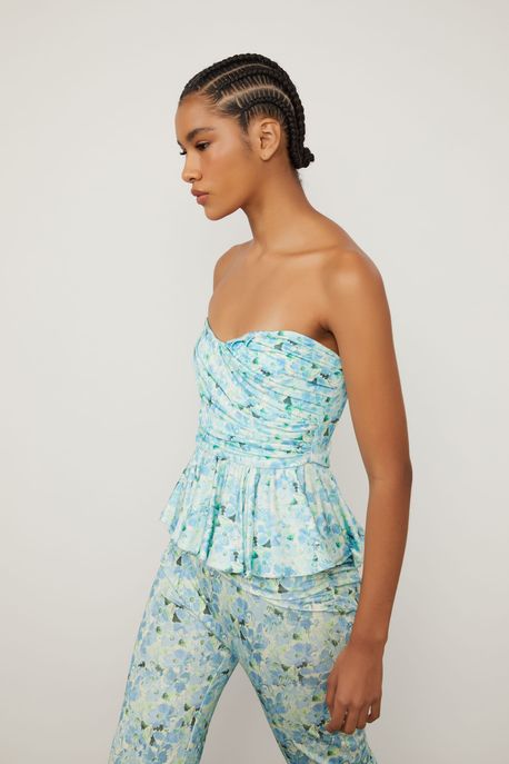 Blusa Sem Alca Floral Est Floral Cura Aquarius m - 34