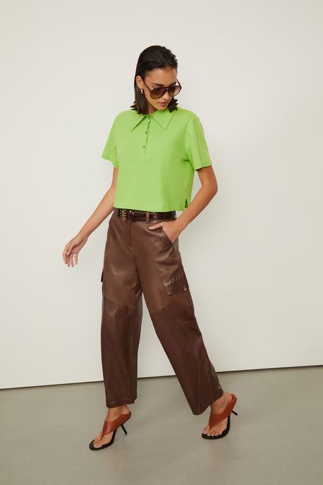 Blusa Polo De Malha Verde Chicória - M