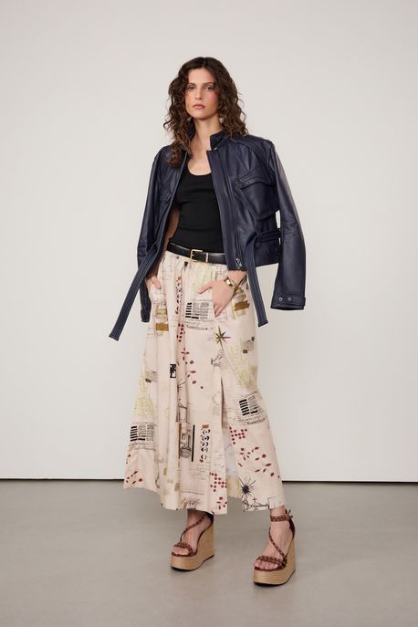 Jaqueta De Couro Faixa Matelasse Azul Ancora - 44