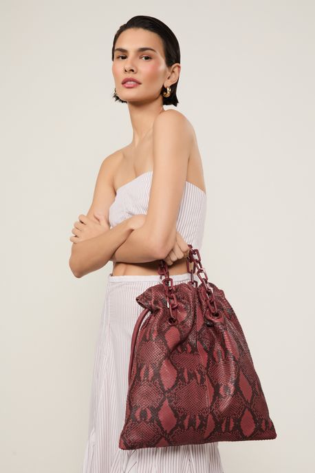 Bolsa De Couro Cobra Corrente Vermelho Nautico - U