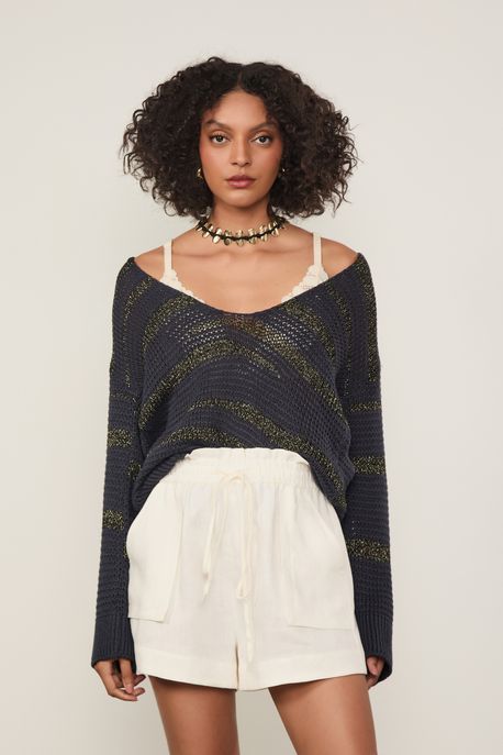 Short De Linho Com Cós De Elástico Com Bolsos Off White Off White - 40