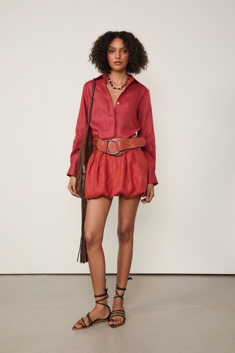 Mini Saia De Linho Balone Vermelho Nautico - 42