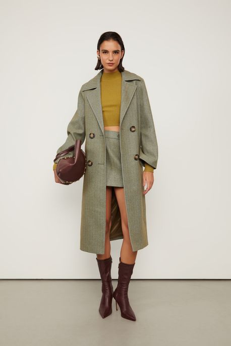 Blusa De Tricot Lurex Manga Longa Cropped Verde Figo - M