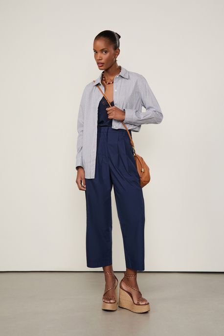 Calça De Algodão Paper Marinho Azul Ancora - 34