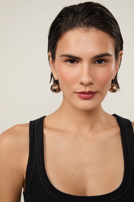 Brinco Gancho Pedra Oval Ouro - U