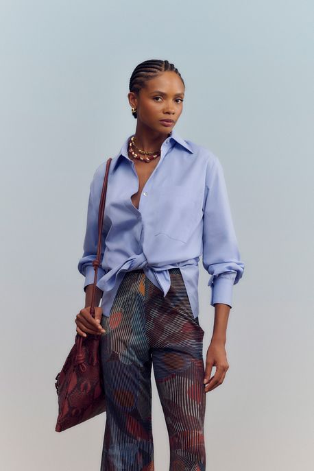 Camisa Essential Bolso Frente Azul - 44