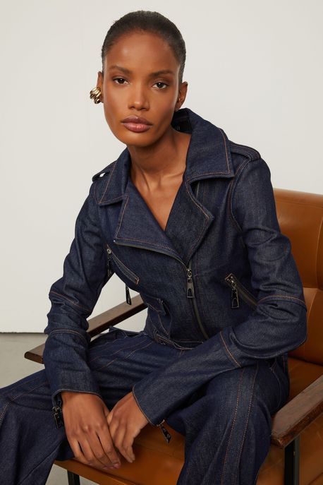 Jaqueta Jeans Perfecto Jeans Escuro - M