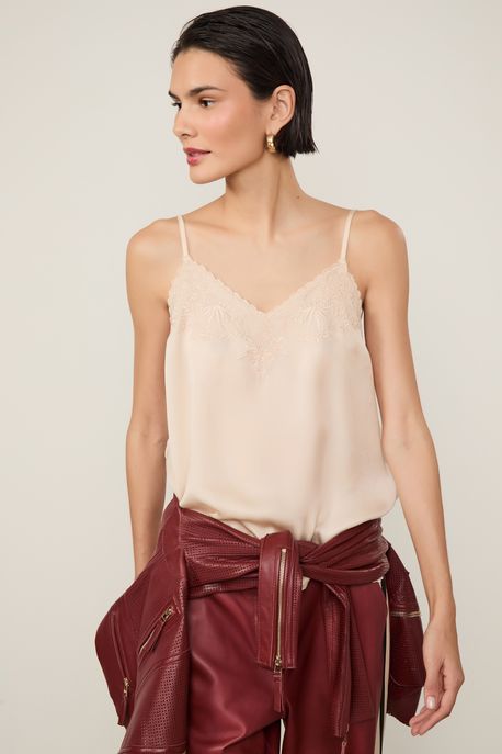 Regata De Alcinha Apricot Com Bordado Bege Apricot - 42