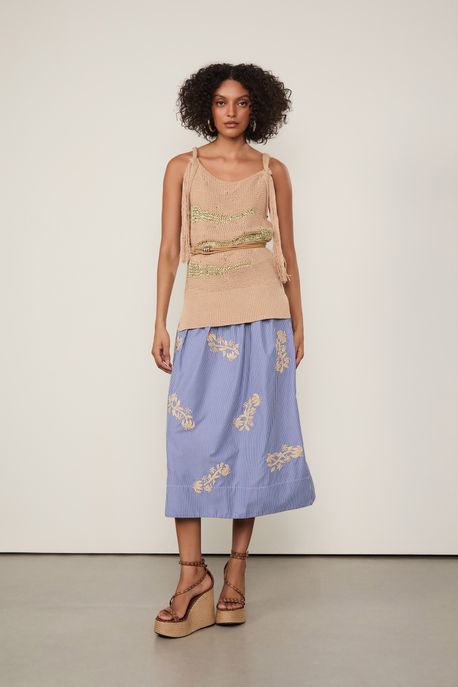 Regata De Tricot Mix Pontos Marrom Tan / Verde Moss - M