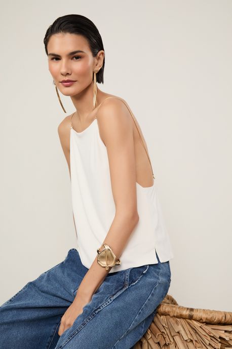 Regata De Jersey Com Correntes Off White - M