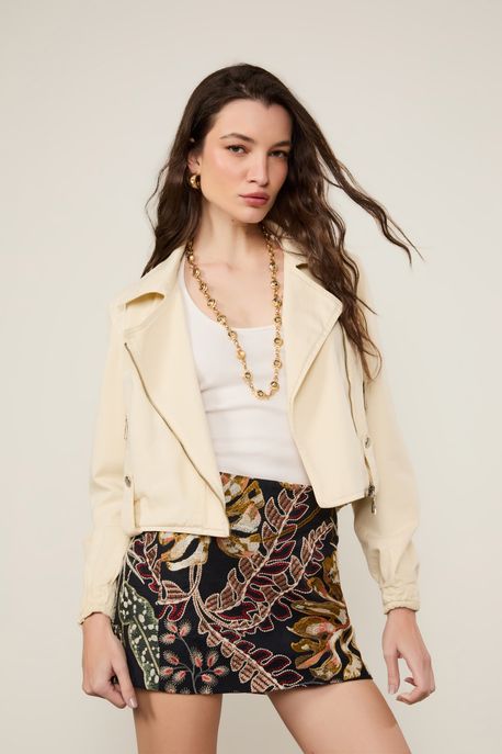 Jaqueta Perfecto De Sarja Bege Amendoa - G