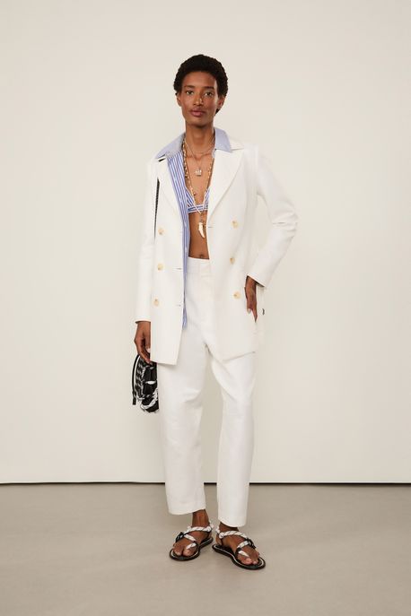 Blazer Comprido Bolsos Off White - 38