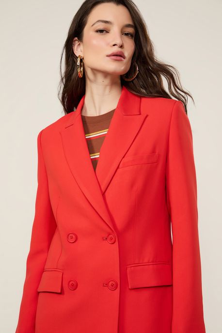Blazer De Crepe Vermelho Flame - 36