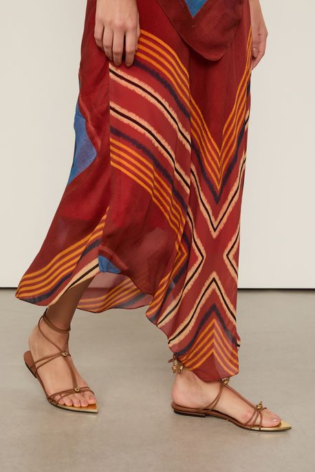 Rasteira De Couro Rolote Com Detalhe Metal Marrom Cafe - 37