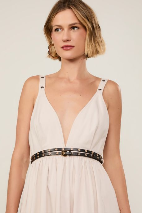 Cinto De Couro Mini Ilhos Preto - P